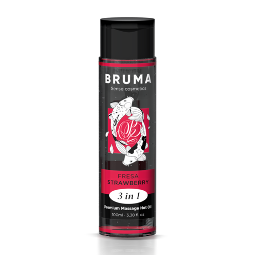 BRUMA - ÓLEO DE MASSAGEM PREMIUM COM EFEITO AQUECEDOR E SABOR DE MORANGO 3 EM 1 - 100 ML
