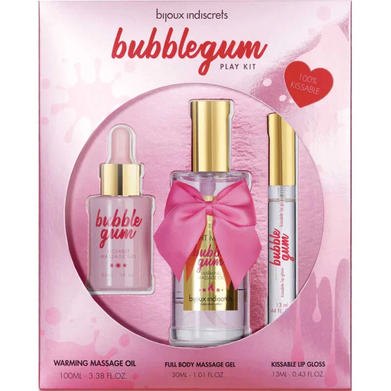 ACENDE MEU FOGO INDISCRETS KIT BUBBLEGUM PLAY COM ÓLEO GEL E LIP GLOSS