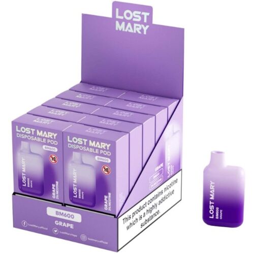 LOST MARY - BM600 VAPER NICOTINA 2% DESCARTÁVEL SABOR UVA