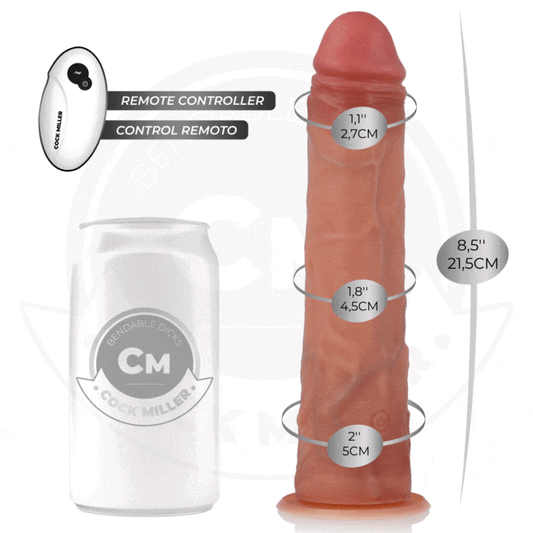 COCK MILLER - DILDO REALISTA COM VENTOSA E VIBRAÇÃO COM CONTROLE REMOTO 21,5 CM