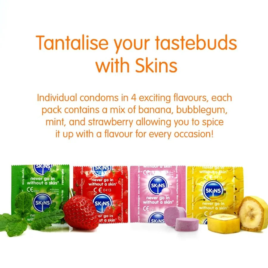 SKINS - PRESERVATIVOS PREMIUM MULTI SABORES PACOTE 8