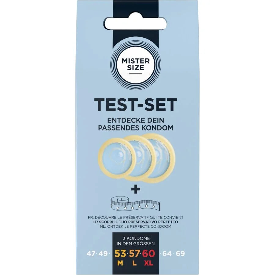 MISTER SIZE - KIT DE TESTE COM 3 CAMISINHAS DE TAMANHOS DIFERENTES + FITA MÉTRICA