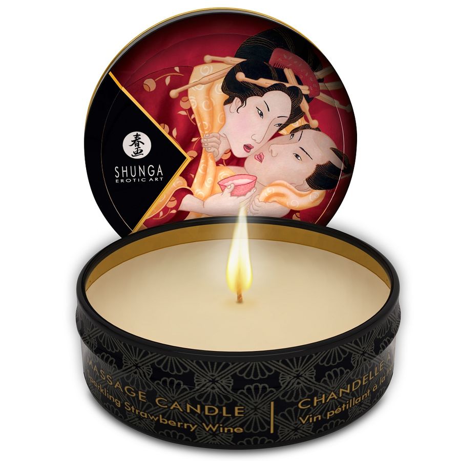 SHUNGA - MINI CARESS VELA DE MASSAGEM MORANGO E CAVA ESPUMANTE 30 ML