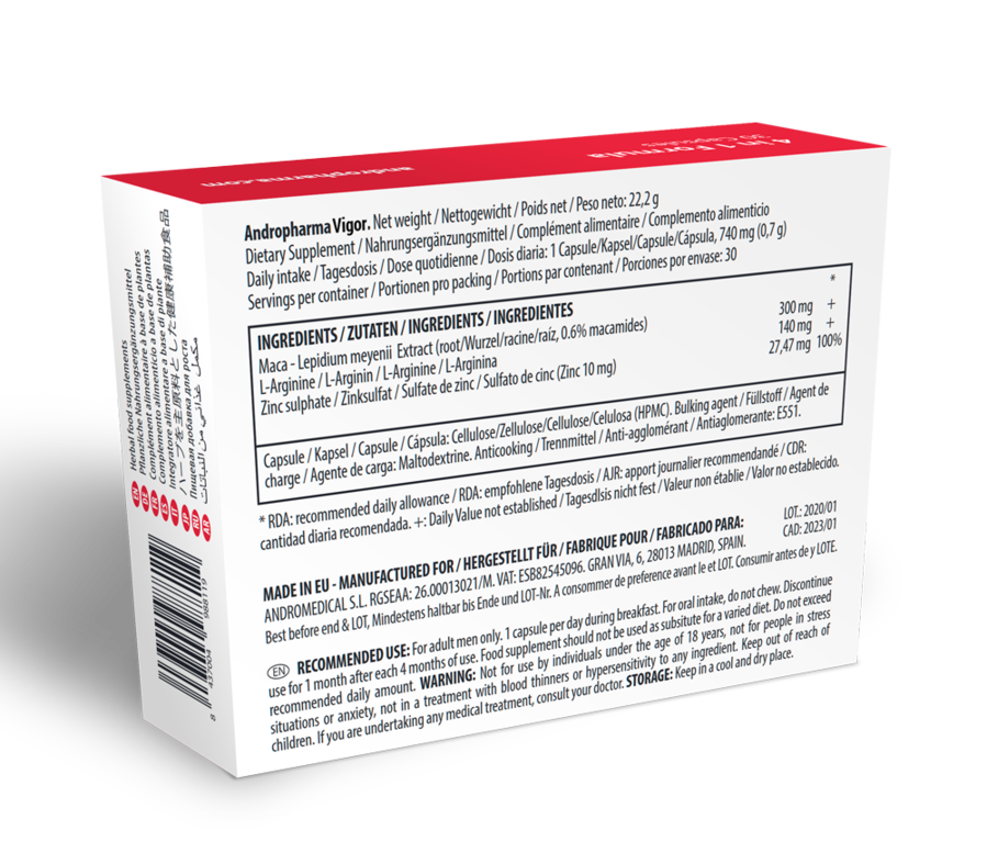 Andropharma Vigor – Suplemento alimentar à base de ervas para a libido masculina