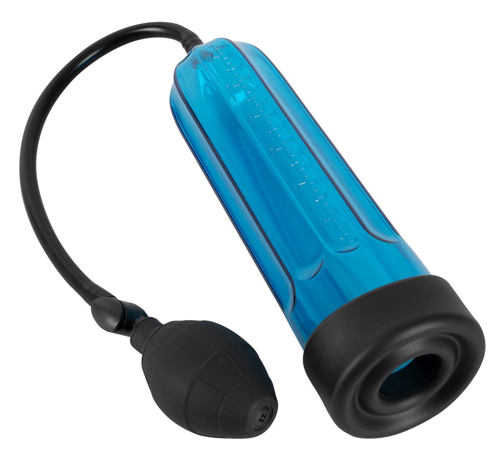Smile – Bomba Peniana Manual Azul com Pera de Sucção