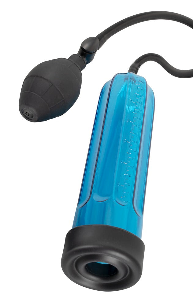 Smile – Bomba Peniana Manual Azul com Pera de Sucção