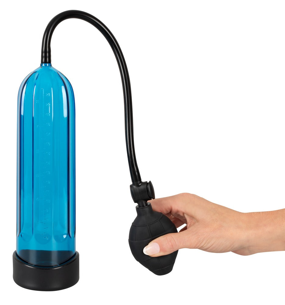 Smile – Bomba Peniana Manual Azul com Pera de Sucção