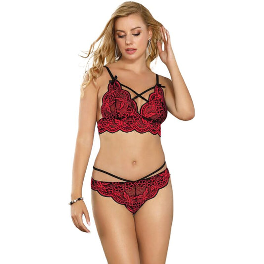 CONJUNTO DE DUAS PEÇAS: TOP DE RENDA E CALCINHA