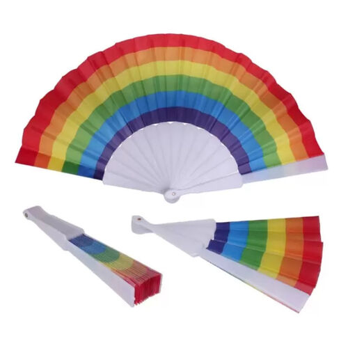 ORGULHO - LEQUE DE TECIDO COM A BANDEIRA LGBT