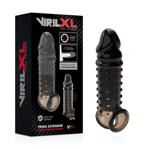 VIRILXL - EXTENSOR E CAPA PARA PÊNIS V11 PRETO