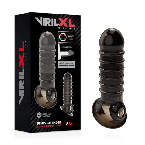 VIRILXL - EXTENSOR E CAPA PARA PÊNIS V15 PRETO