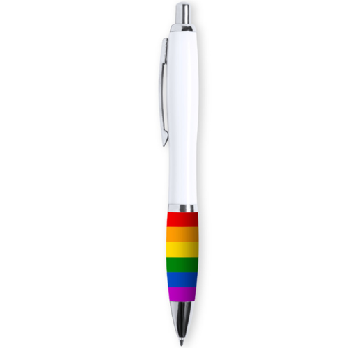 ORGULHO - CANETAS BRANCAS COM A BANDEIRA LGBT