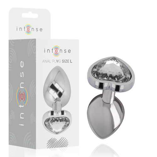 INTENSE - PLUG ANAL DE METAL ALUMÍNIO BRANCO EM FORMATO DE CORAÇÃO TAMANHO G