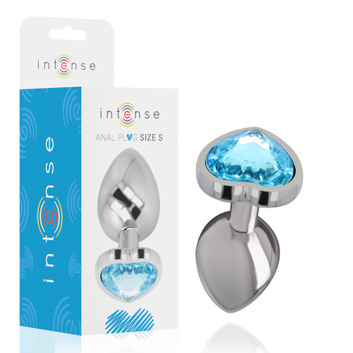 INTENSE - PLUG ANAL DE METAL DE ALUMÍNIO AZUL EM FORMATO DE CORAÇÃO TAMANHO P