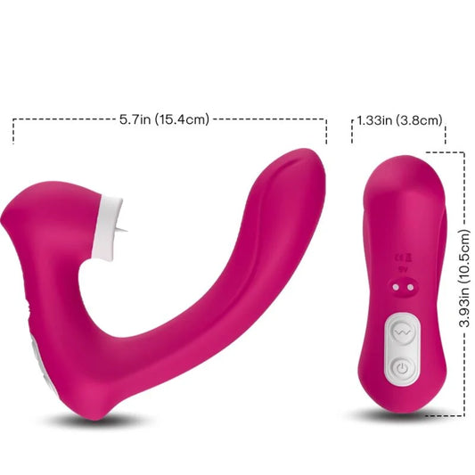 ARMONY - SECRETKISS LIMPEZA VIBRATÓRIA NO CLITÓRIS E VIBRADOR CURVO FÚCSIA