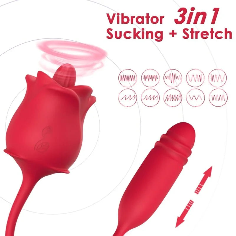 ARMONY - 3 EM 1 ROSA, ESTIMULADOR, SUCÇÃO E SUBIDA E DESCIDA COM CAUDA VERMELHA