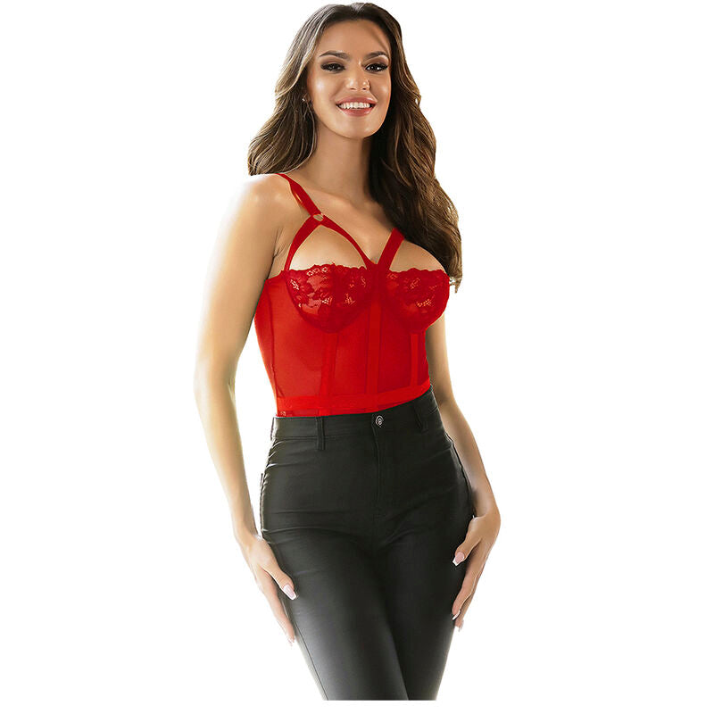 SUBBLIME - TEDDY COM DETALHE DE LIGA NO PEITO VERMELHO