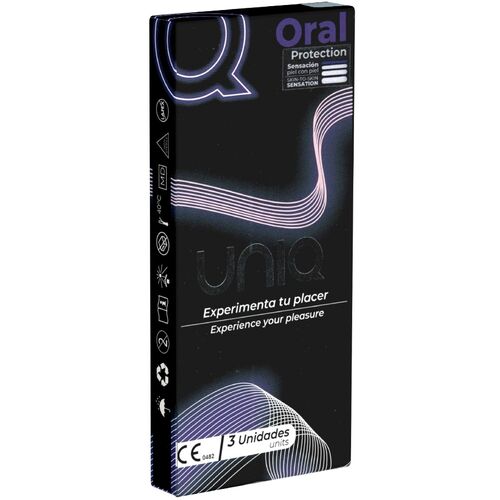 UNIQ - MÁSCARA ORAL, CAMISINHAS SEM LÁTEX, 3 UNIDADES