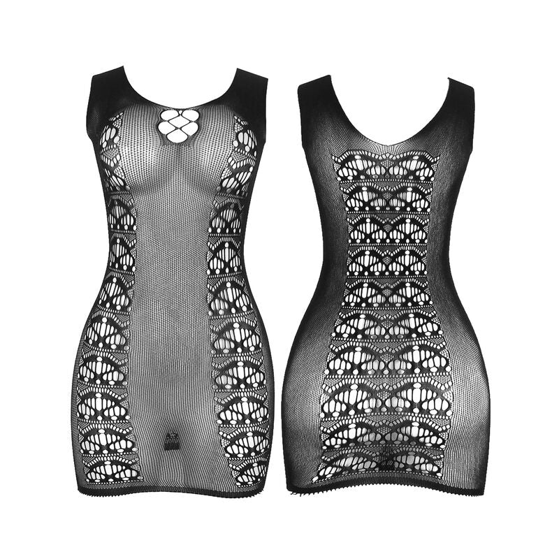 VESTIDO CURTO DE REDE ELÁSTICA PRETO TAMANHO ÚNICO