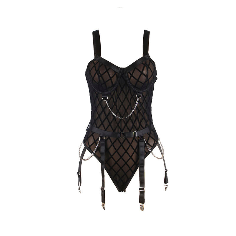 SUBBLIME - 954260 BODY COM CORRENTES + LIGA PRETO S/M