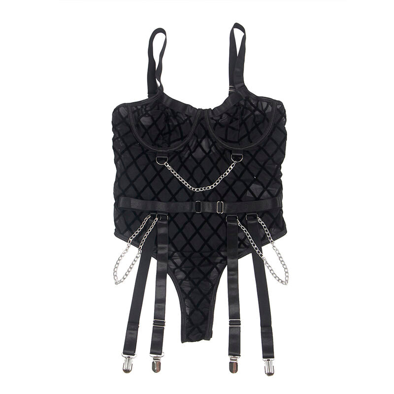 SUBBLIME - 954260 BODY COM CORRENTES + LIGA PRETO S/M