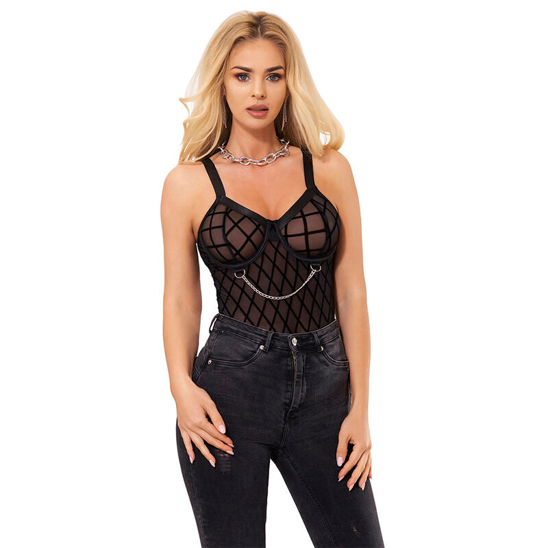 SUBBLIME - 954260 BODY COM CORRENTES + LIGA PRETO S/M