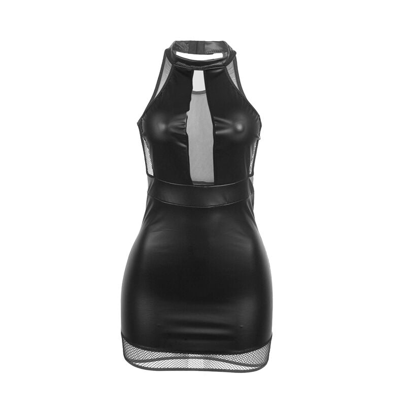 VESTIDO DECOTE COM TRANSPARÊNCIAS PRETO TAMANHO S/M