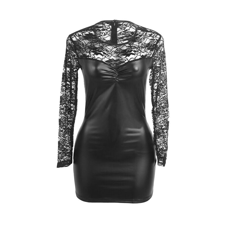 LONG SLEEVE DRESS WITH BLACK LACE S/M