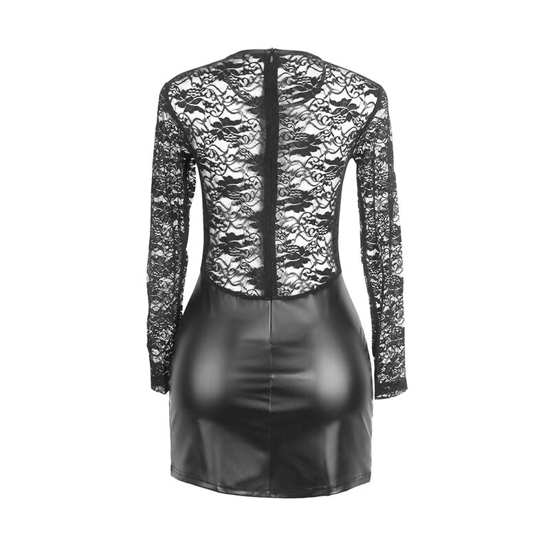 LONG SLEEVE DRESS WITH BLACK LACE S/M