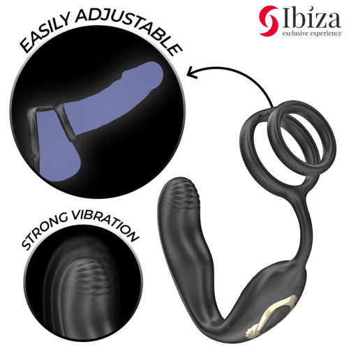 IBIZA - WIGGLE PLUGUE ANAL ROTATIVO COM CONTROLE REMOTO, VIBRAÇÃO PERINEAL E ANÉIS PARA AUMENTO DO PENIANO