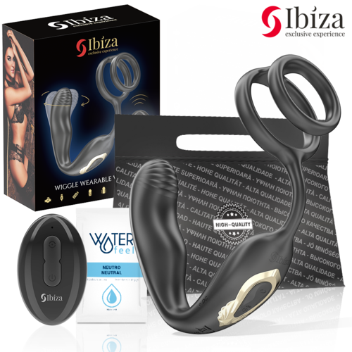 IBIZA - WIGGLE PLUGUE ANAL ROTATIVO COM CONTROLE REMOTO, VIBRAÇÃO PERINEAL E ANÉIS PARA AUMENTO DO PENIANO