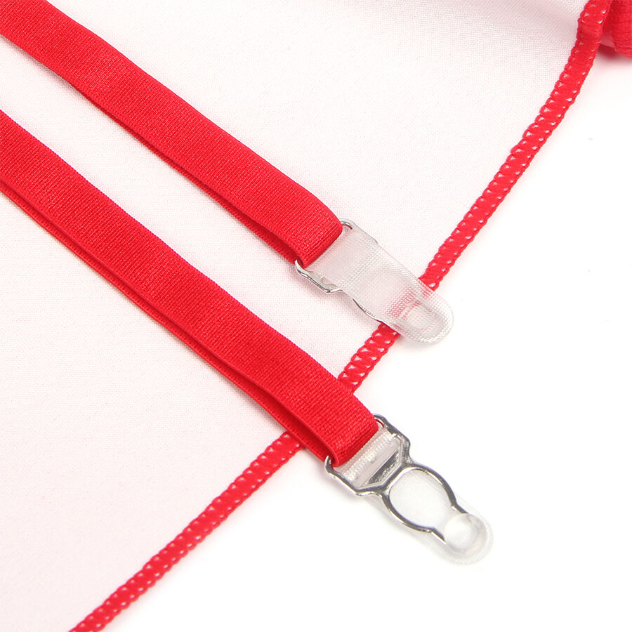 VESTIDO DE COURO COM ZÍPER E RENDA VERMELHO