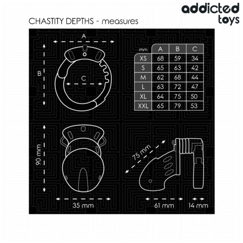 ADDICTED TOYS LOCKED - GAIOLA PARA PÊNIS CHASTITY DEPHHS 7,5 CM