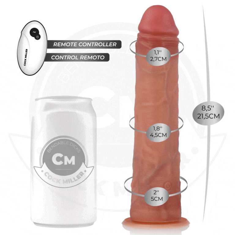 COCK MILLER - DILDO REALISTA COM VENTOSA E VIBRAÇÃO COM CONTROLE REMOTO 21,5 CM