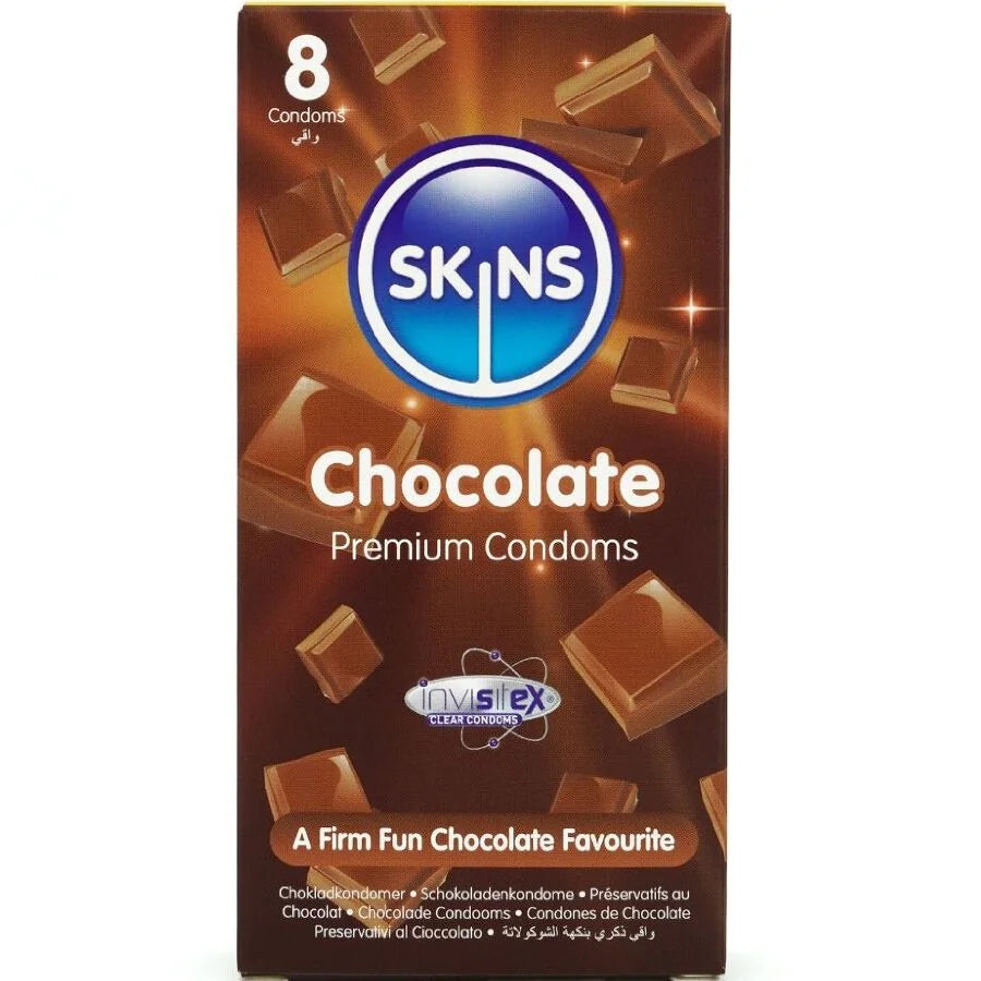SKINS - PRESERVATIVOS CHOCOLATE PREMIUM PACOTE 8