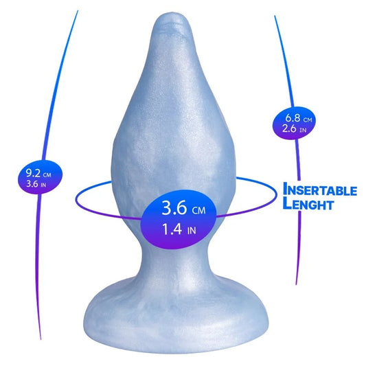 SILEXD – DIAMOND PLUG ANAL FANTASY DE SILICONE LÍQUIDO TERMOREATIVO AZUL PEROLADO 9,2 CM