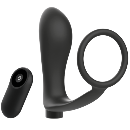 ADDICTED TOYS - ANEL PENIANO COM CONTROLE REMOTO E PLUG ANAL PRETO RECARREGÁVEL